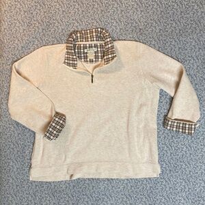 ORVIS 1/4 ZIP Pullover Plaid Cuffs L Large